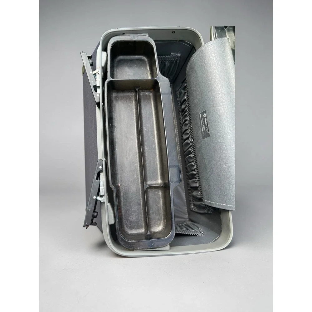 Vintage Samsonite Series 3600 Charcoal Gray Vanity Train Case w Mirror & Keys